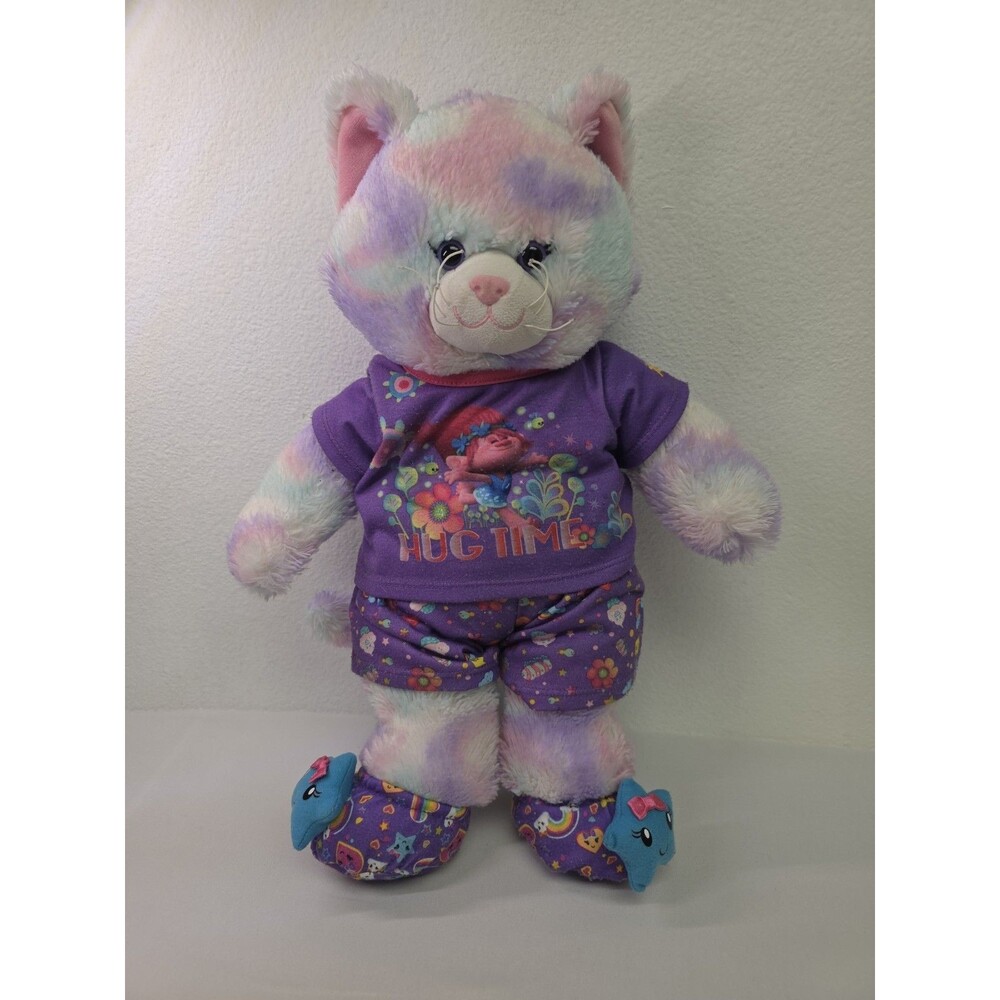 16" Custom Build A Bear Pink Purple Blue Pastel Swirl Cat Stuffed Plush Clothing